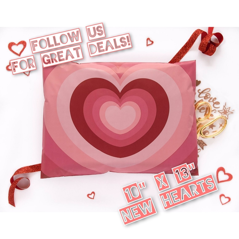 50 New Hearts 10" x 13" Poly Mailers